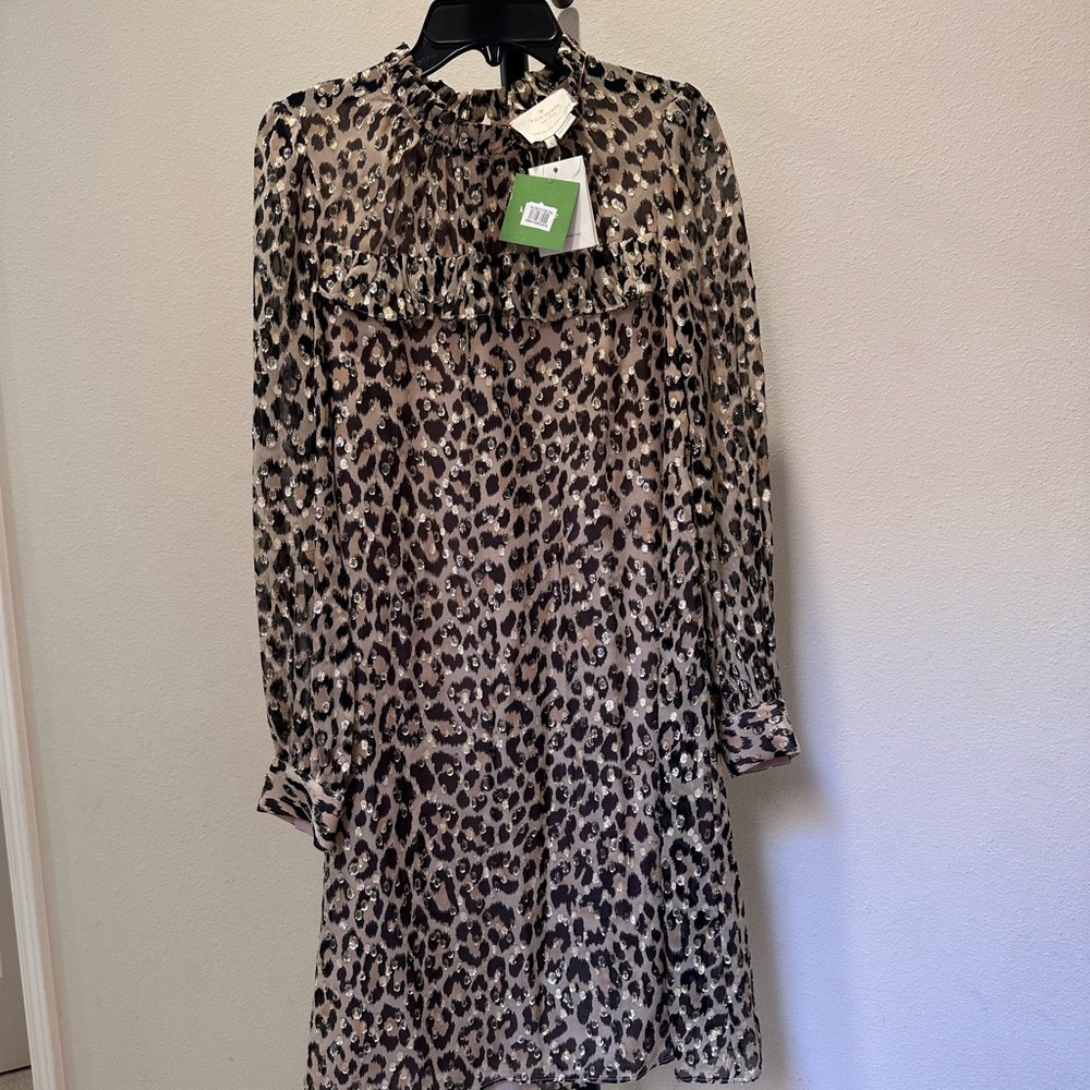 Kate Spade Brown A-Line Mock Neck Dress